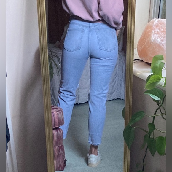 Zara High Rise Light Grey Distressed Ankle Straight Jeans Rigid Denim Size 6/4 - Picture 4 of 10